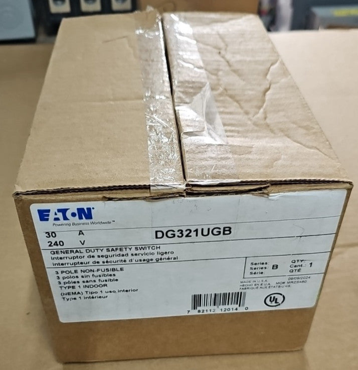 nos Eaton DG321UGB 30A 240V 3P non fusible safety switch