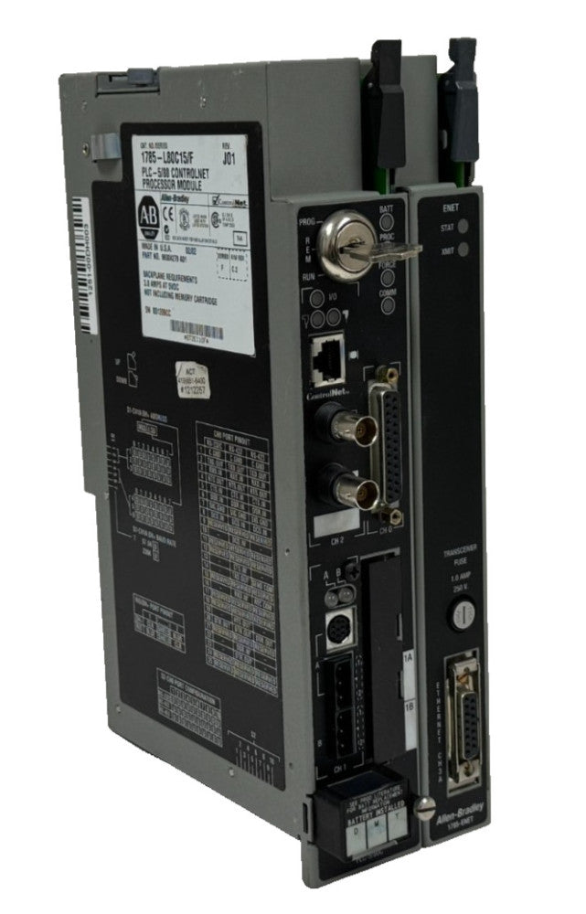 USED ALLEN BRADLEY 1785-L80C15/F CONTROLNET PROCESSOR W/ 1785-ENET