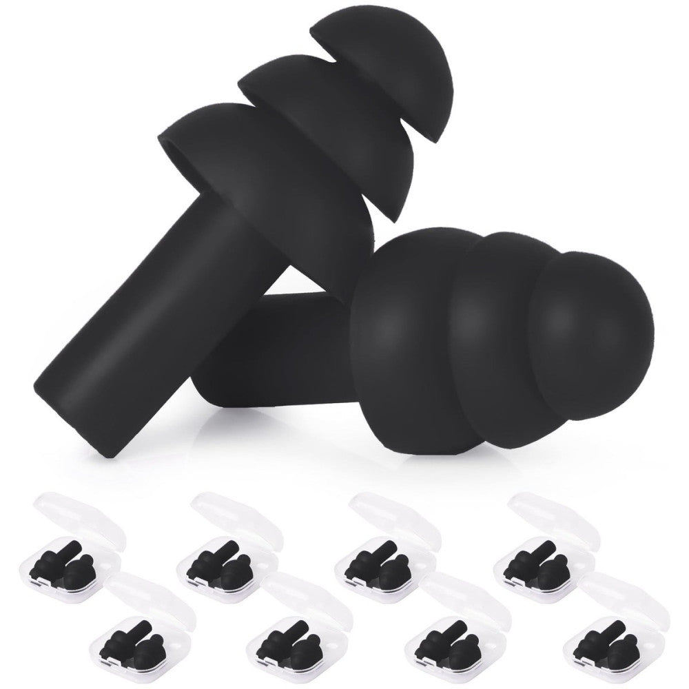 24 Pairs Black Ear Plugs Bulk NRR 29dB Reusable Silicone Ear Plugs with Plast...