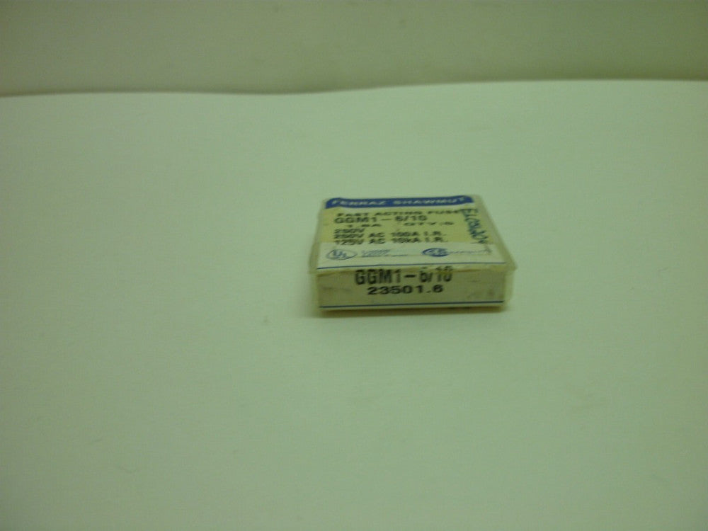 FERRAZ SHAWMUT GGM1-6/10 FAST-ACTING FUSE 1-6/10A 250 V 1-(BOX OF 5) NEW IN BOX