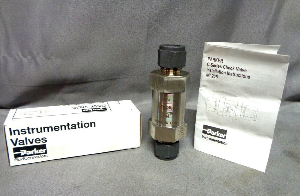 New Parker Stainless CHECK VALVE, PN: 8Z-C8L-1-M, 1/4" MNTP New in Box
