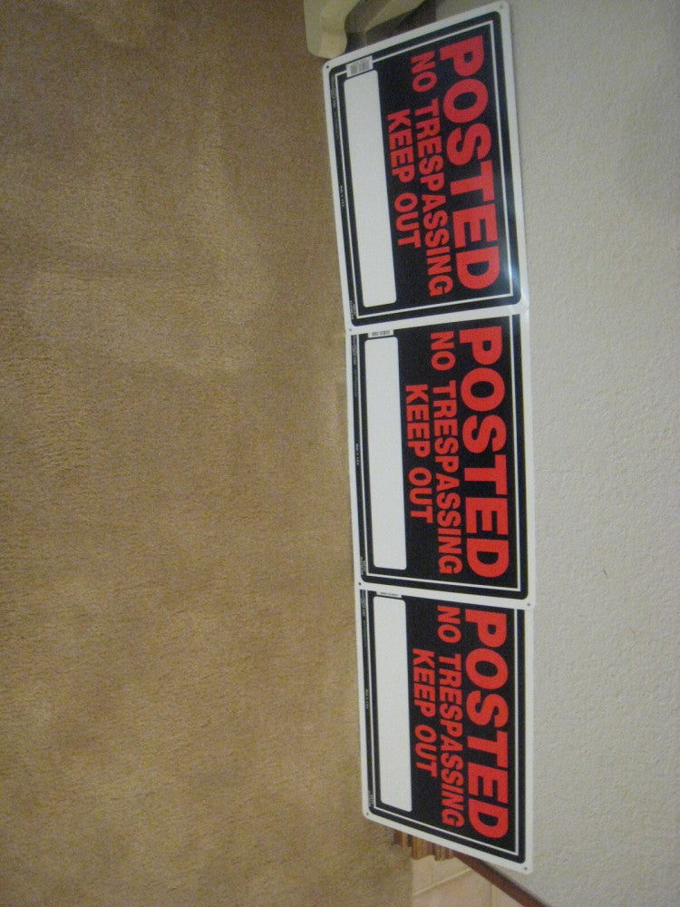 3 yes 3  Hillman Posted No Trespassing Signs Aluminum Black/Red 10" x 14" 840141