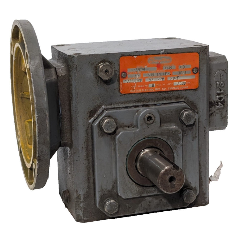 Dayton Electric 4Z303B Motor Speed Reducer Gearbox 1725 RPM Input, 58 RPM Output