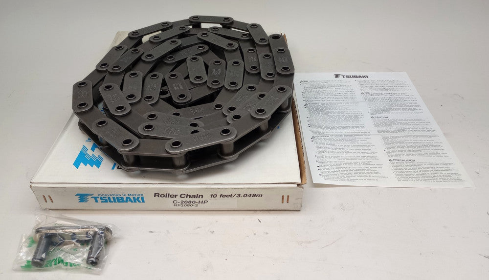 Tsubaki C2080HP Roller Chain Hollow Pin Series Size 2080 2"Pitch 10FT Length