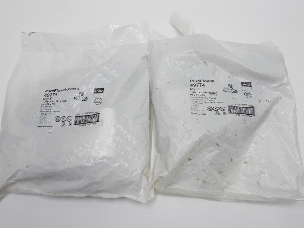 10 pcs Viega 49774 1-1/4" x 1-1/4" x 3/4" P1xP2xP3 PureFlow Press Tee - Polymer