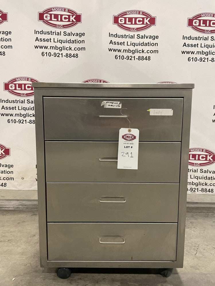 4-Drawer Stainless Steel Under Counter Laboratory Cabinet 24.5" x 22.5" x 33"