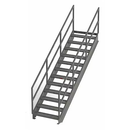 Zoro Select Is91-36 Stair Unit, 127 In Overall H, 12 Steps, Carbon Steel, 1,000