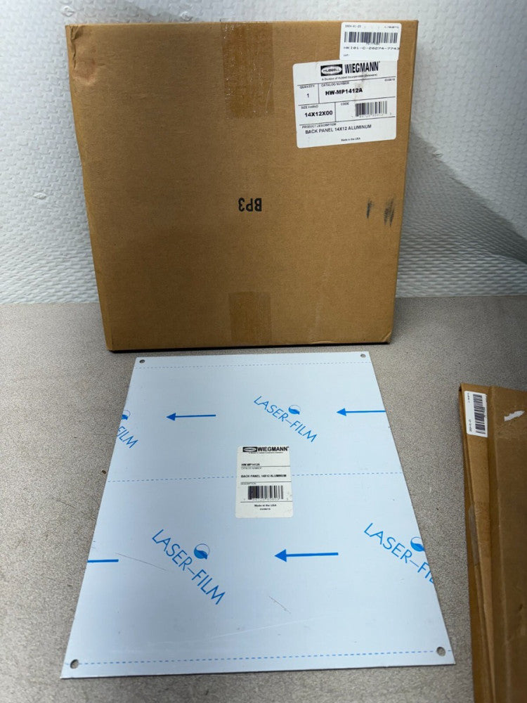 NEW IN BOX HUBBELL 14X12 BACK ALUMINUM PANEL HW-MP1412A