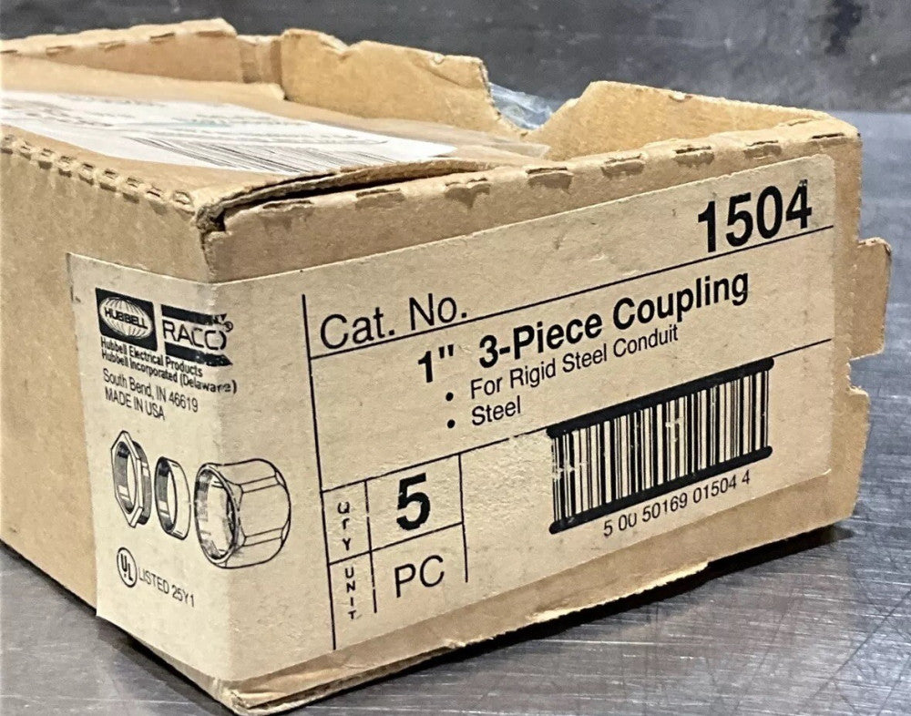 Hubbell 1504 3-Piece Steel Coupling - Lot of 7 - Nos Surplus