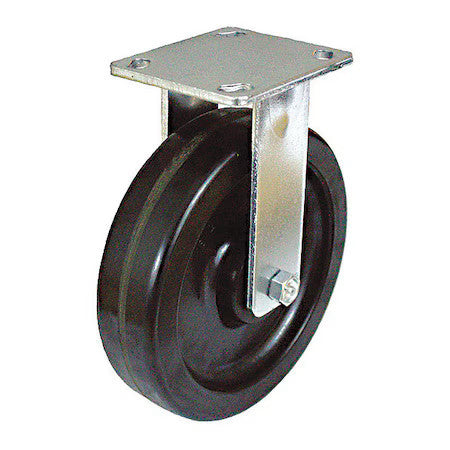 Zoro Select P21r-Ph040r-16 Plate Caster,800 Lb. Load,Black Wheel