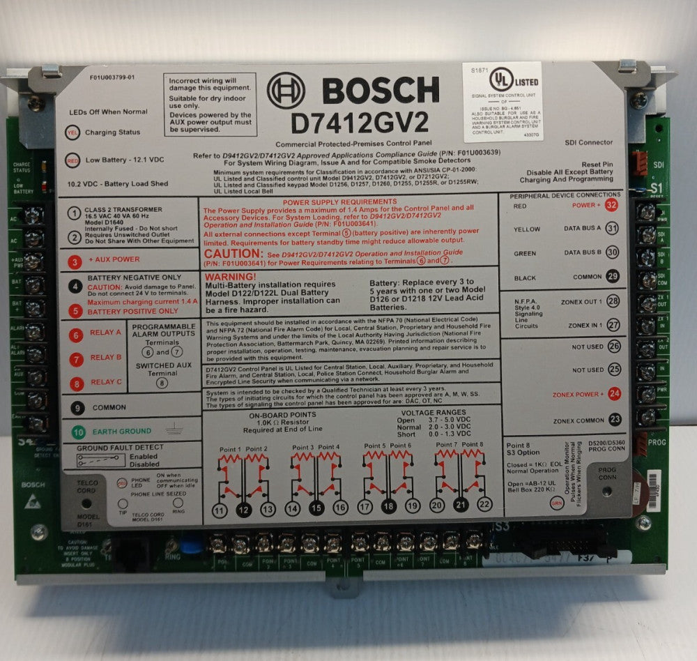 BOSCH D7412GV2 ALARM CONTROL SIGNAL CONTROL PANEL