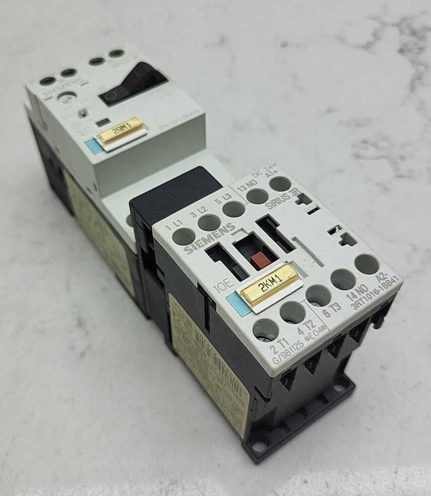 Siemens 3RV1011-0BA10 Circuit Breaker 0,2-0,14A w/ 3RT1016-1BB41 Contactor 24Vdc