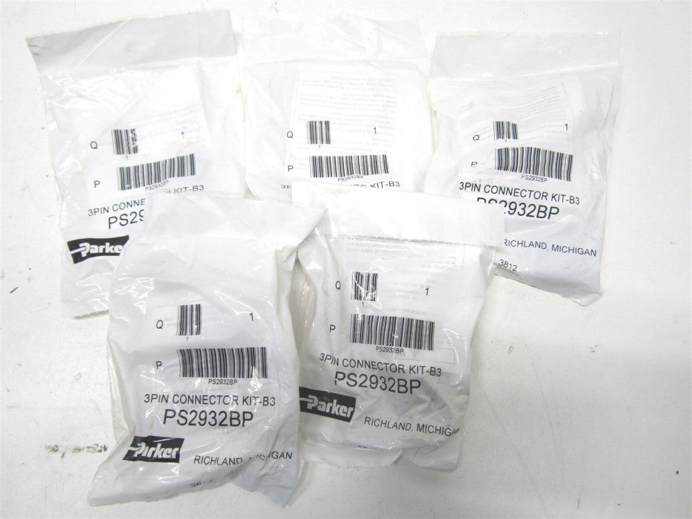 Parker (PS2932BP) 9/16 in x 1-5/16 in OAL Solenoid Coil Connector - Lot of 5