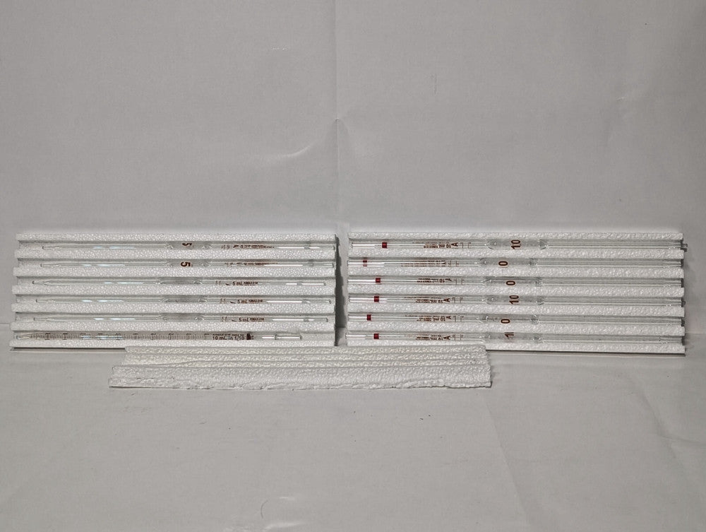 Lot of 15: Assorted Class A Volumetric Pipettes Lab Glass, Fisher, Kimble Kimax
