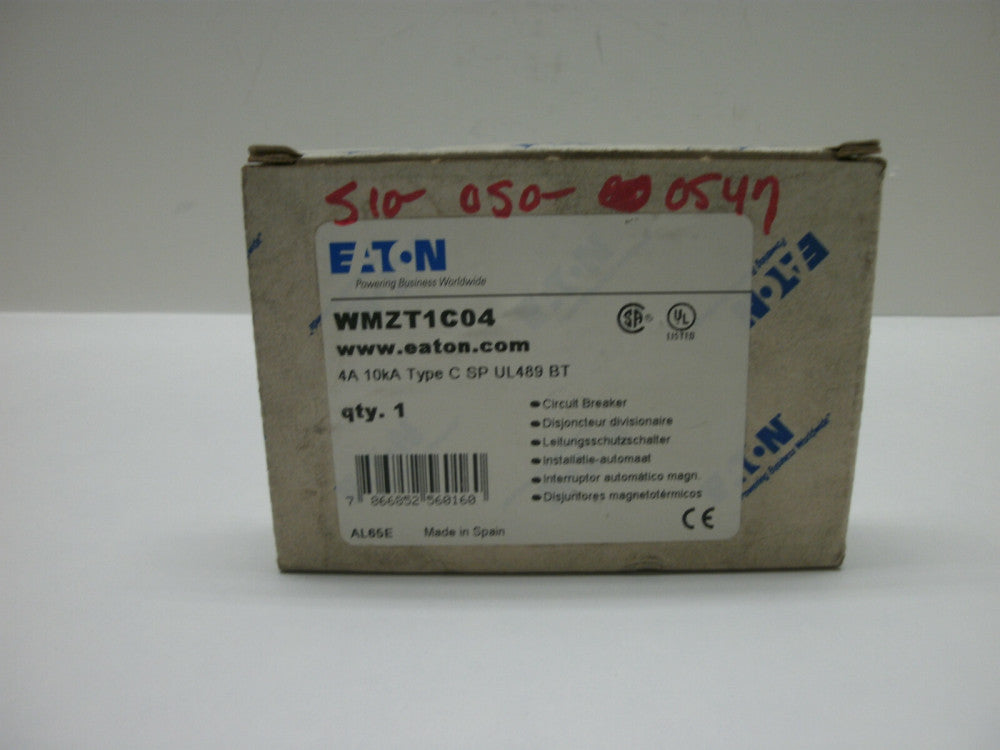 EATON WMZT1C04 CIRCUIT BREAKER 4 AMP 10kA TYPE C SP UL489 BT NEW IN BOX
