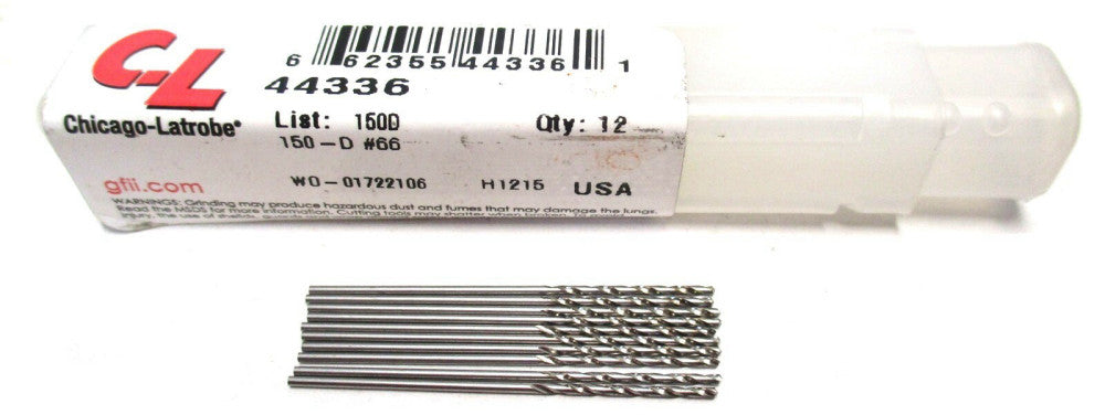 Chicago-Latrobe (44336) #66 x 1/2 x 1-3/8 118° RH HSS Jobber Drill - Lot of 10