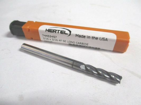 (750287) 3/16", 3/4" x 3/16" x 2-1/2" OAL Solid Carbide 4 Flute Square End Mill 