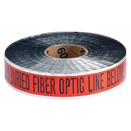 Zoro Select 91606 Underground Marking Tape, Caution Buried Fiber Optic Line