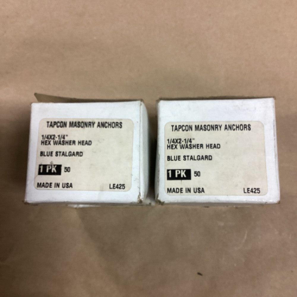 1/4" X 2-1/4" Concrete Masonry Screw Anchors Tapcon Hex Head Lot Of 2 E5