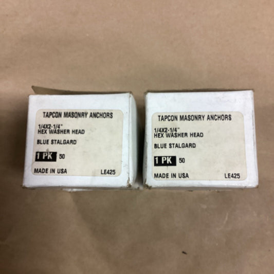 1/4" X 2-1/4" Concrete Masonry Screw Anchors Tapcon Hex Head Lot Of 2 E5