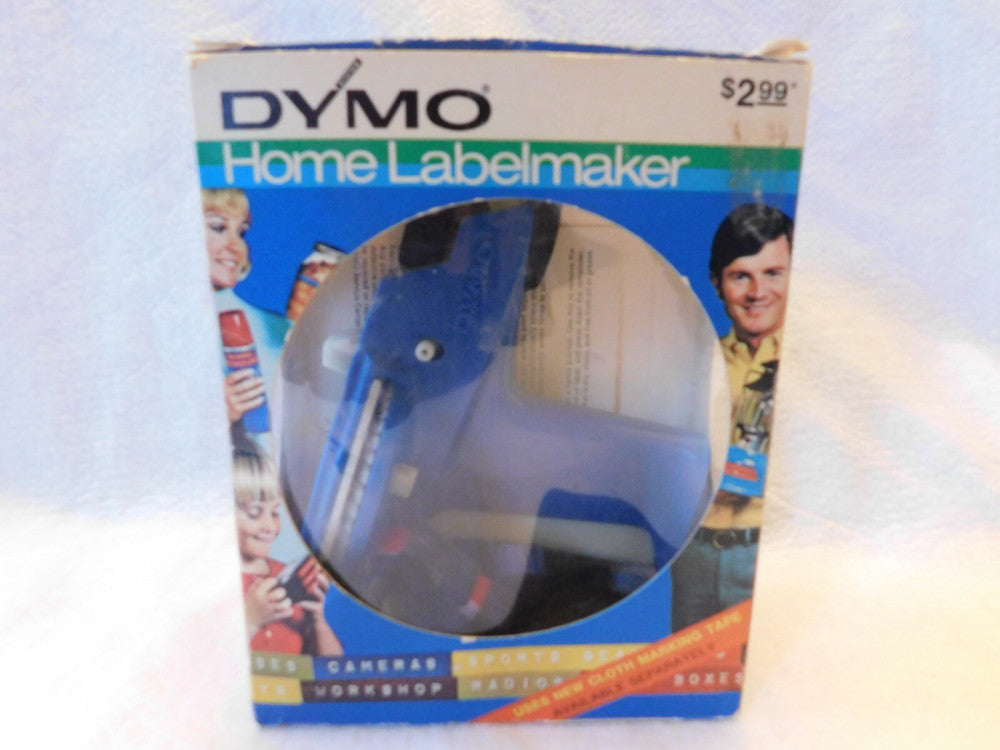 VTG Dymo 1800 Home 3/8 Blue Label Maker 1972 Model w/ (5 used) Tape Refills 