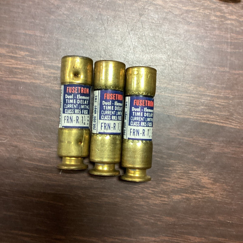 Fuses Bussmann Fusetron FRN-R-1-1/4 Class RK5 Time-Delay 1-1/4A 250VAC, Lot Of 3