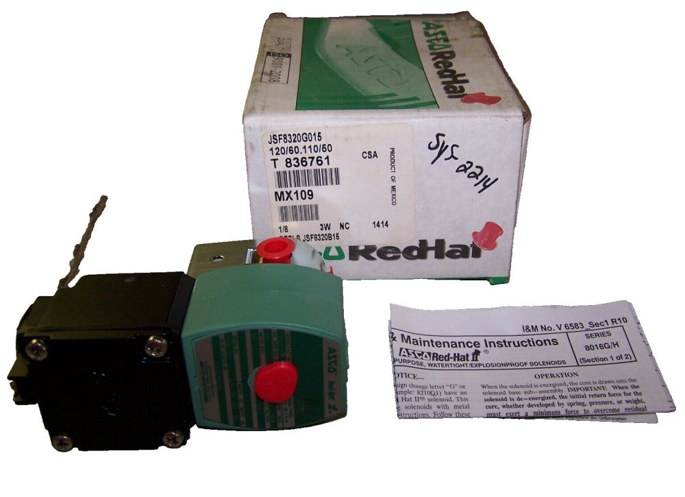 NEW ASCO REDHAT SOLENOID VALVE 1/8" NPT 100 PSI AIR WATER OIL  JSF8320G015