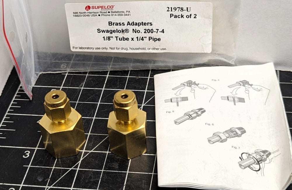 Bag Of (2) Swagelok Brass Connector Fittings, 1/8" Tube x 1/4" F NPT [OF43