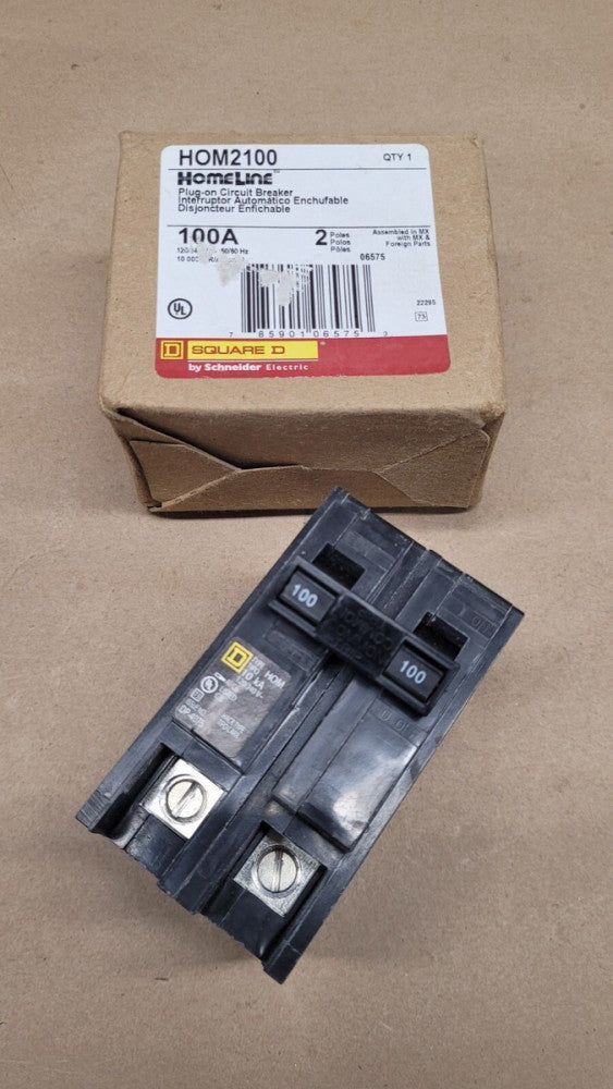 Square D HOM2100 100 Amp 2 Pole Plug-On Circuit Breaker 120/240VAC