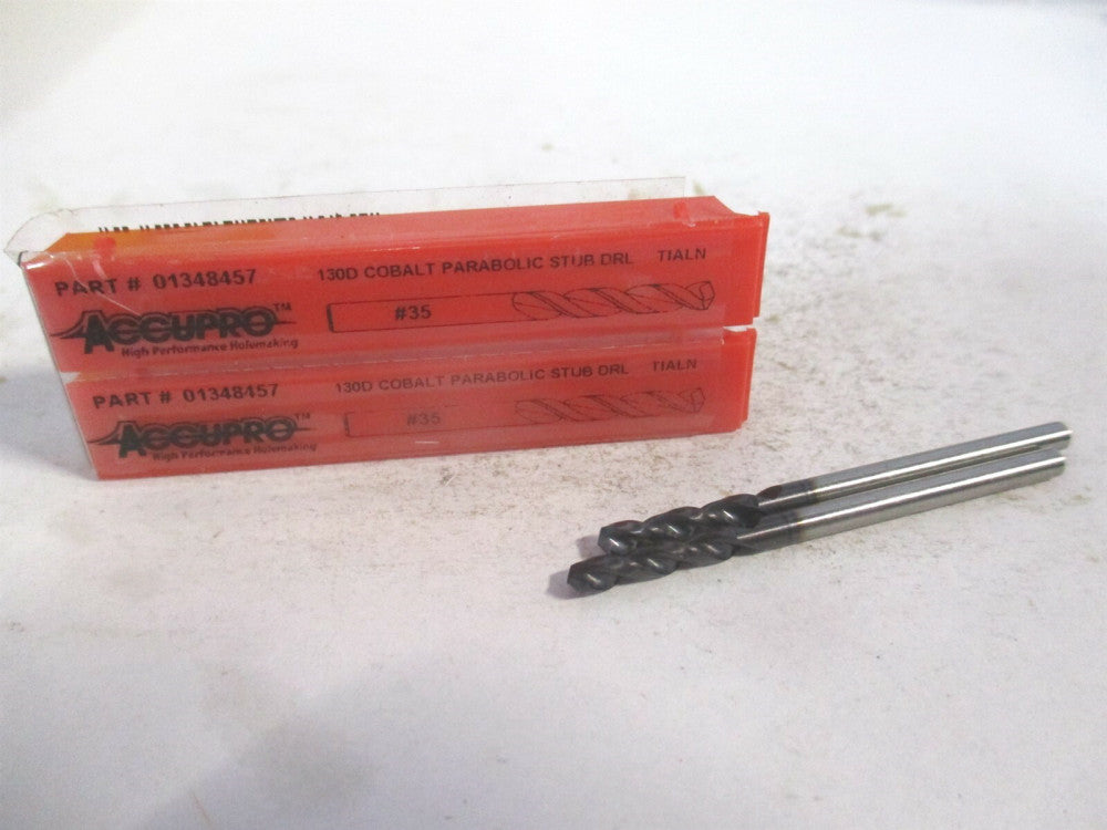 (1630279A-AC) #35 130° Parabolic Flute Cobalt Screw Machine Drill Bit - Qty 2