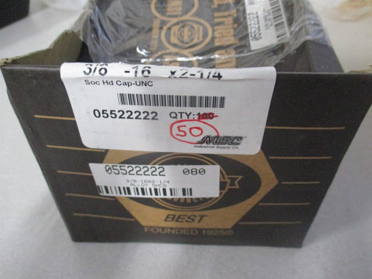 (011265P) 3/8-16 UNC 2-1/4″ Alloy Steel Hex Socket Cap Screw - Pack of 50