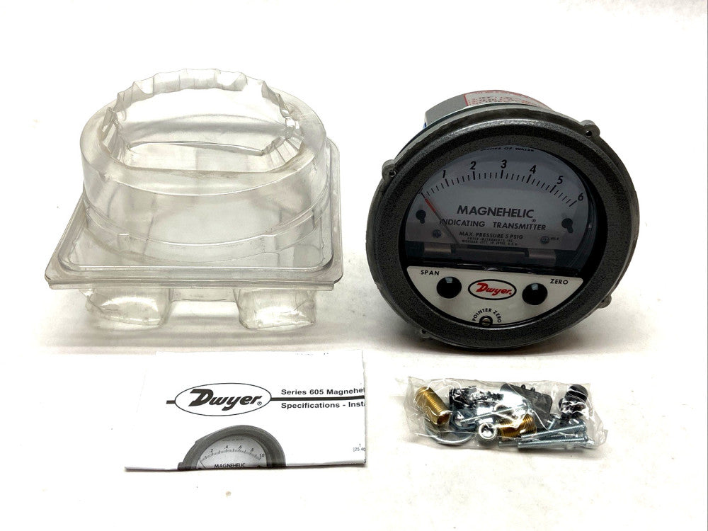 Dwyer Instruments 605-6 Magnehelic Indicating Transmitter Range 0-6.0" w.c. 2psi