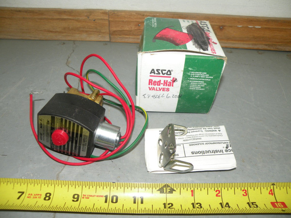ASCO RED HAT SOLENOID VALVE EF8262G208 110/120VAC 1/4" 90 PSI