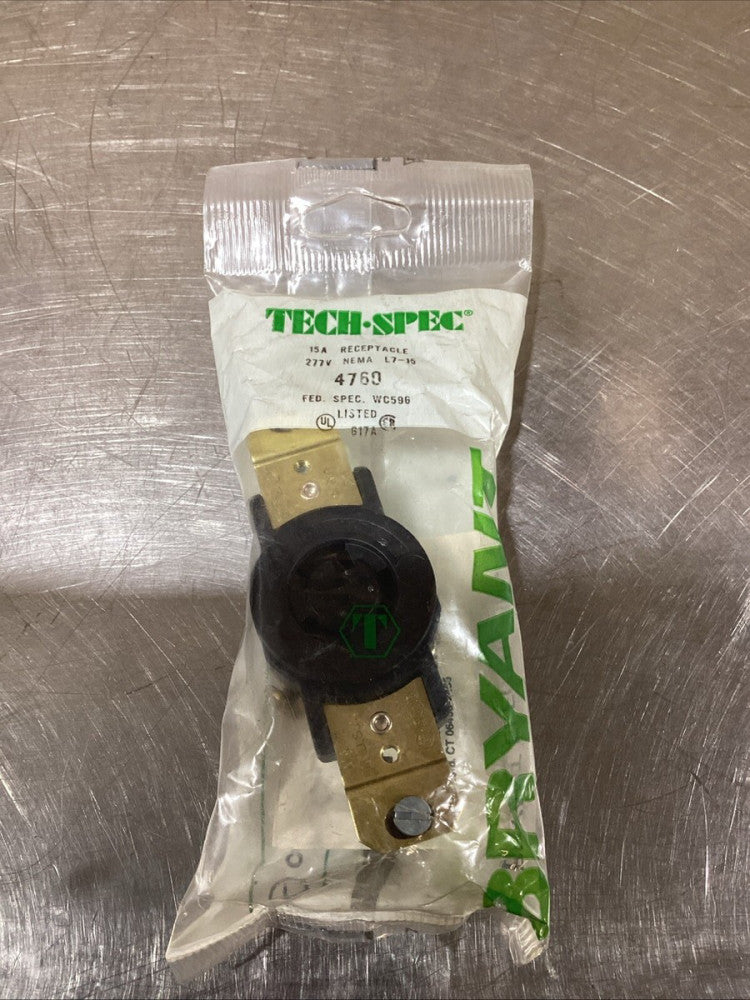 Bryant Tech-Spec Receptacle 4760, 277V, 15A, NEMA L7-15, NOS