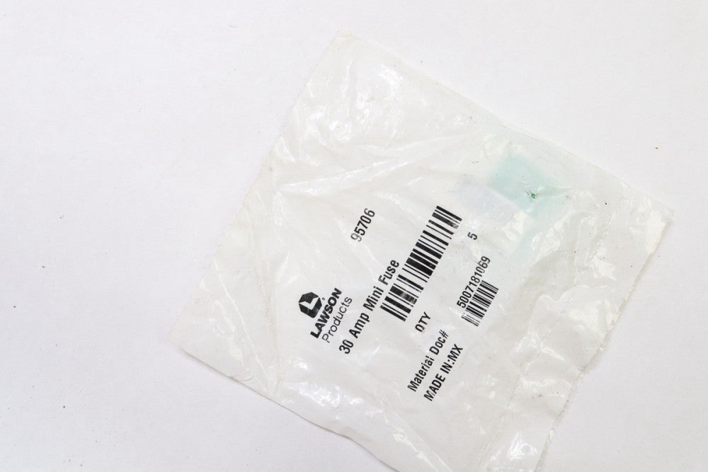 (5-Pk) Lawson Products Mini Fuse Green 30 Amps 32 Volts DC 95706 