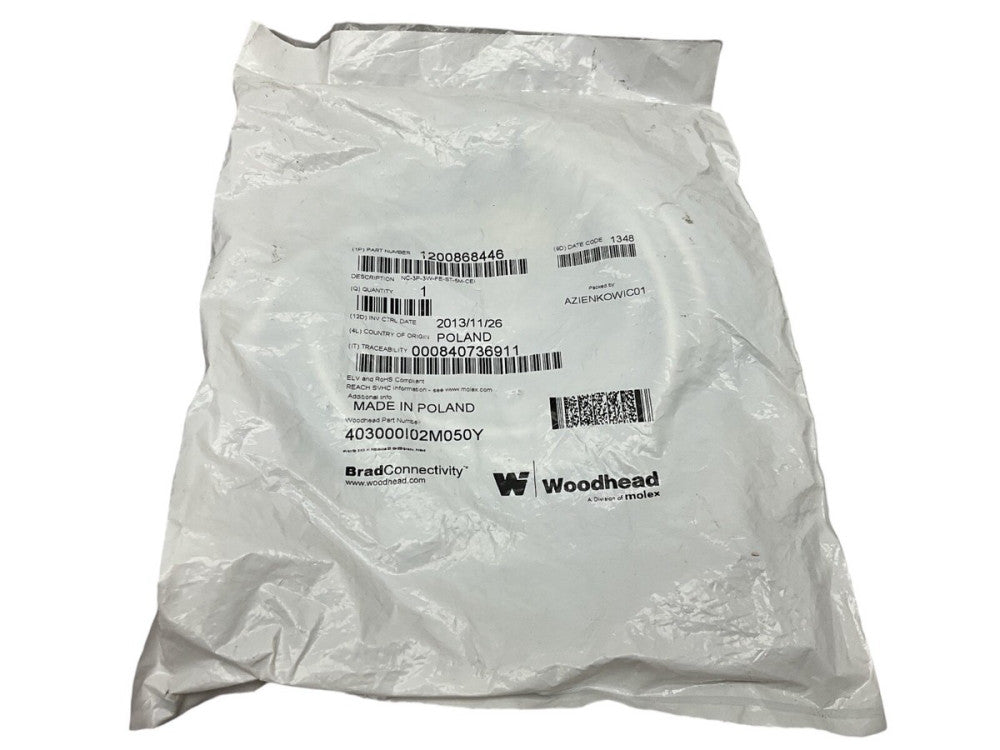 Woodhead 40300I02M050Y Nano-Change Molded Connector 3P Male
