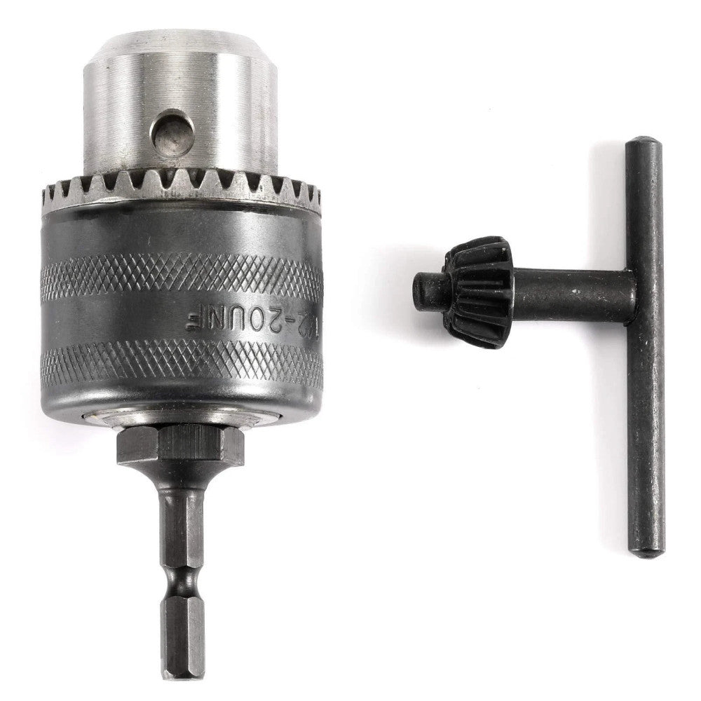 1/2"(13Mm) Drill Chuck with 1/4" Quick Change Hex Drive and Wrench to Drill