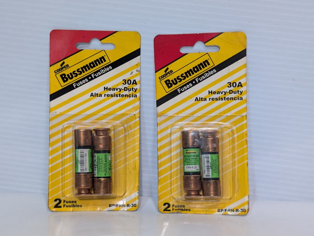 Lot of 4 Bussmann FRN-R-30 30A Fusetron Dual Element- Time Delay, RK5, Current