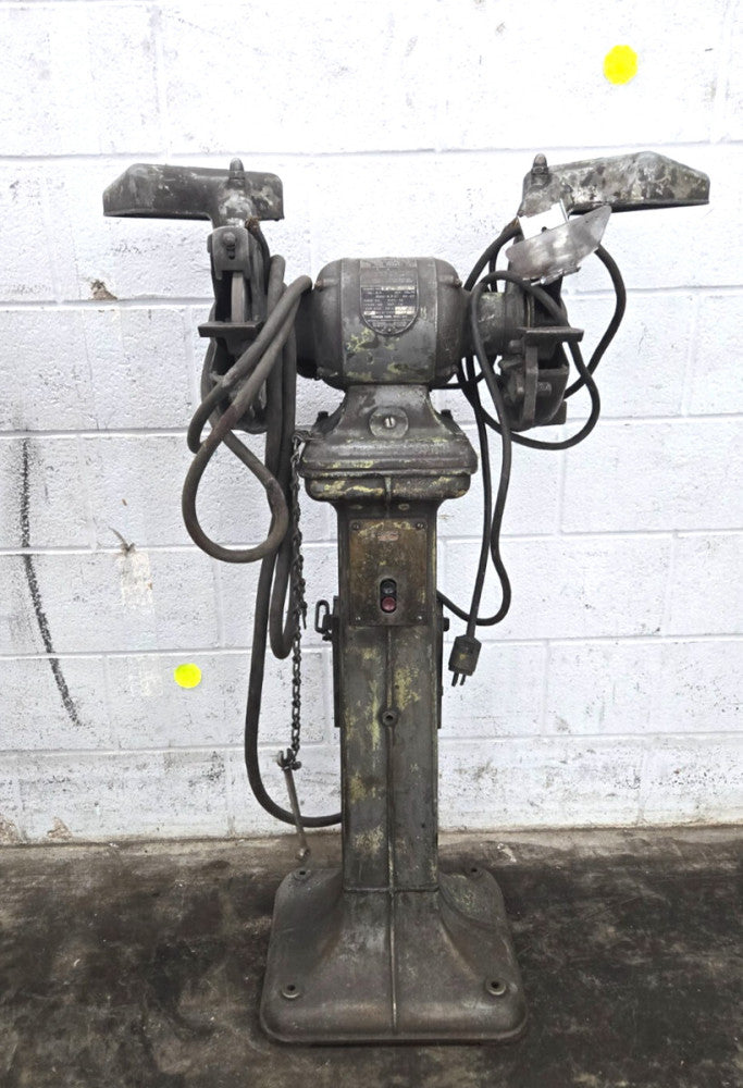 VINTAGE DELTA /ROCKWELL  7" BENCH GRINDER ON STAND *23-415A* 1/2 H.P.* 3450 RPM
