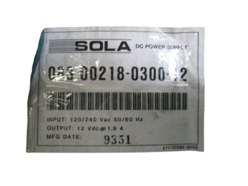 SOLA DC POWER SUPPLY 083-00218-0300-12 NSMP