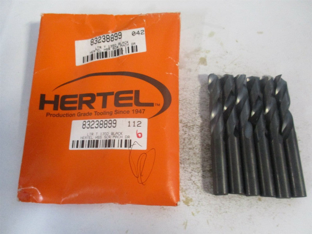 (83238899) 0.358" x 1-3/4 x 3-1/16 135° Spiral HSS Machine Drill Bit - Pack of 6