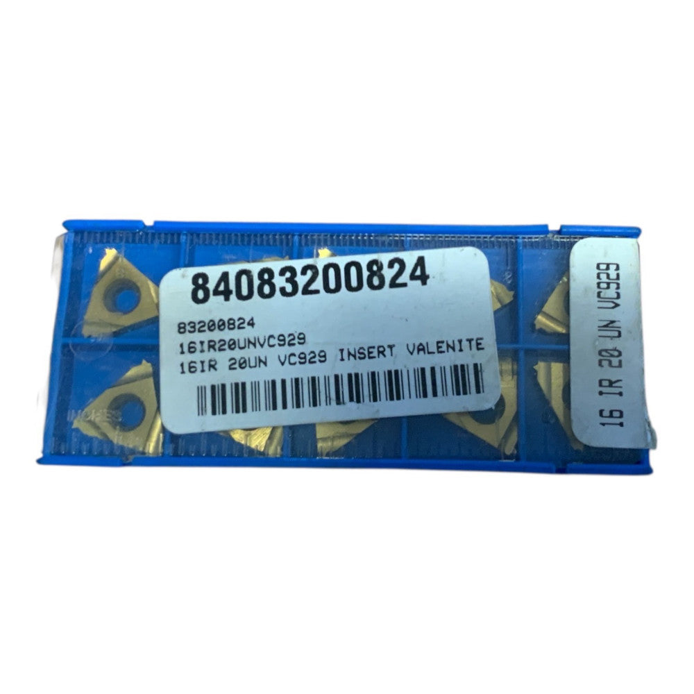VALENITE CARBIDE INSERTS 16 IR 20 UN VC929 QUANTITY 10