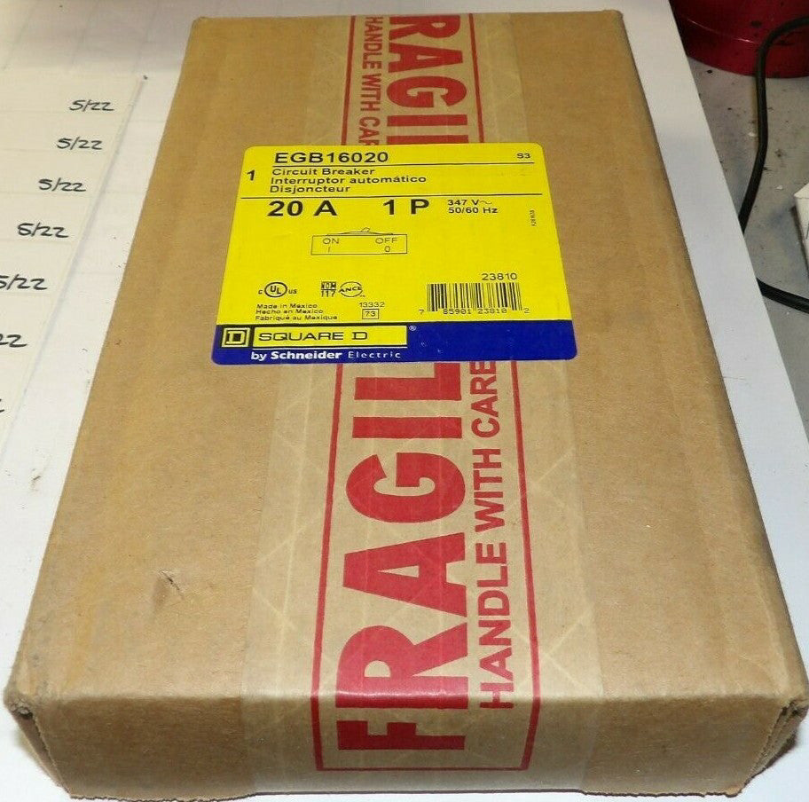 NEW SQUARE D 20 AMP BOLT ON CIRUIT BREAKER SINGLE POLE 277 VAC  EGB16020