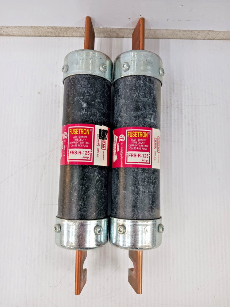 Lot of 2) Bussmann Fusetron 125 Amp Dual-Element Time-Delay RK5 Fuse FRS-R-125