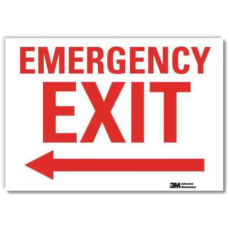 Lyle U7-1076-Rd_14X10 Exit Sign, Vinyl, 14" W, 10" H, Emergency Exit (Arrow