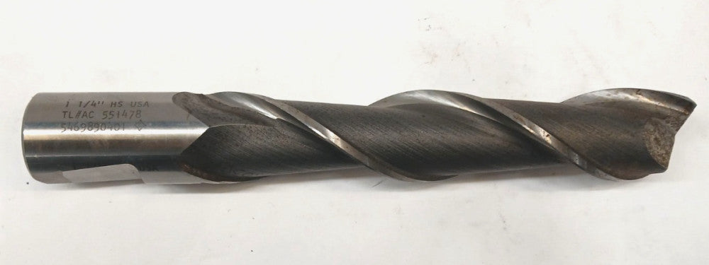 CLEVELAND 1-1/4 SOLID CARBIDE ENDMILL HS TL#AC 551478 2 FLUTES OAL 8-1/2 IN.