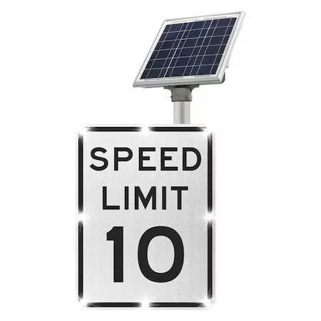 Tapco 2180-C00344 Blinkersign, R2-1,18Inx24in,Speed Limit 10,Dg3 White,Solar