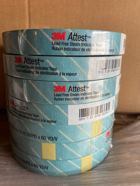 (7 Rolls) 3M Attest 1355-18MM Comply Steam Indicator Tape 60 yd. L x 0.70" W