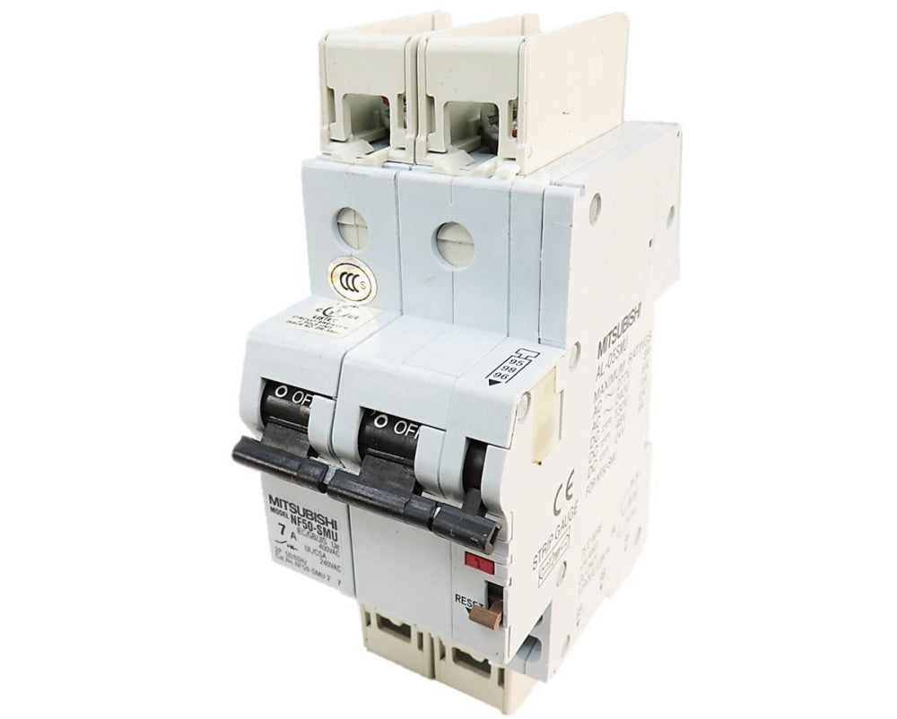 Mitsubishi NF50-SMU2P7A 7A 2 Pole Breaker w/ AL-05SMU Trip Alarm NEW NO BOX