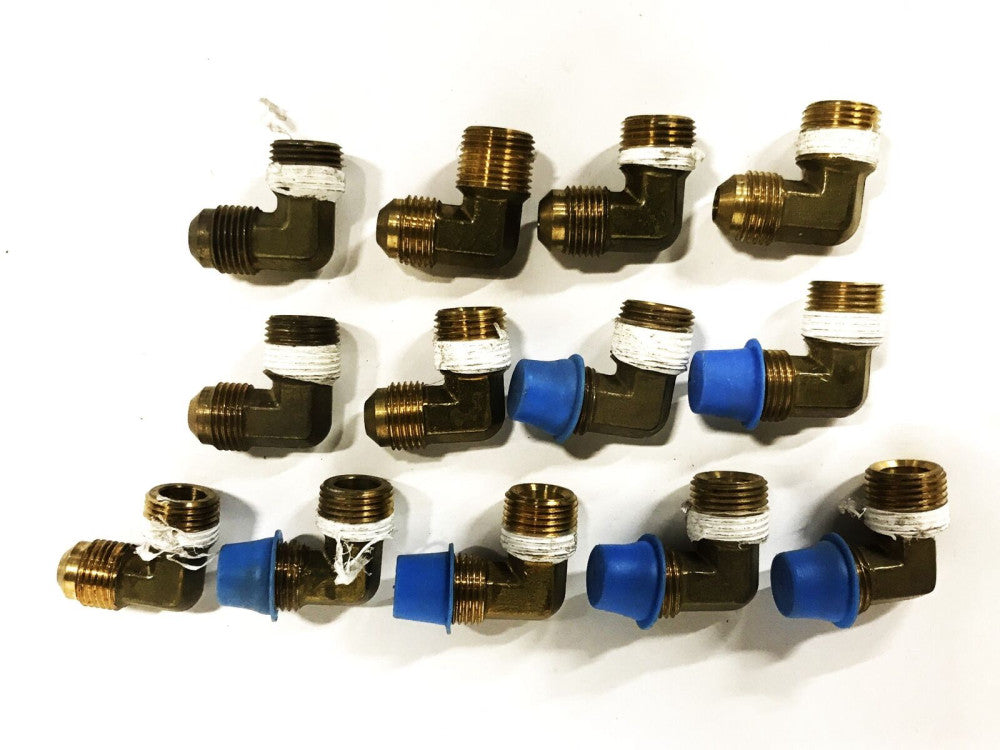JMC Brass 90 Degree 3/8 inch Flare x 3/8 inch NPT Elbow Coupling [Lot of 13] NOS